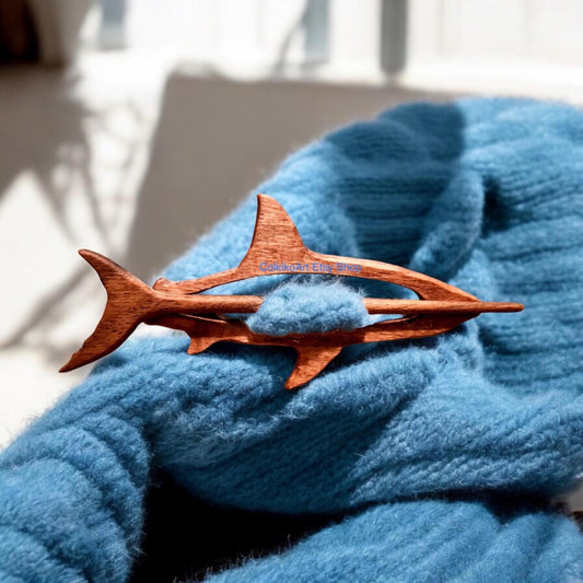 Shark Wooden Shawl Pin, Wood Brooch, Women Gift,Eco friendly Accessory, Jewlery, winter, christmas, handmade