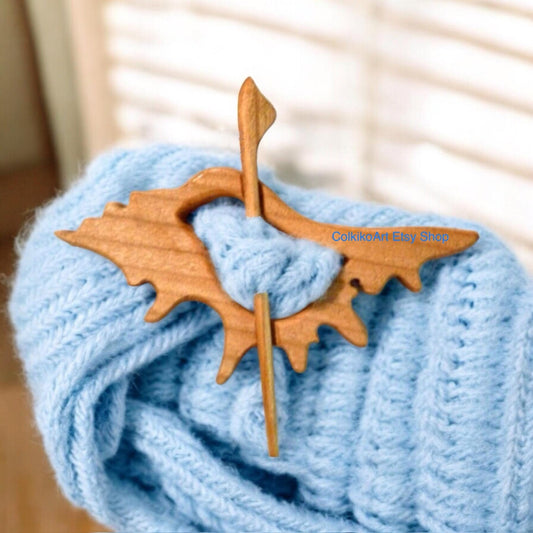 Wooden Shawl Pin, Wood Brooch, Wood Scarf Pin, Women Gift, Baby girl gift,Eco friendly Accessory, Jewlery, animal,shell pin, brooch