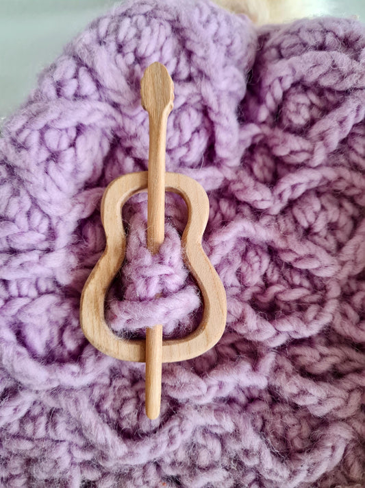 acoustic guitar, music accessories, Wooden Shawl Pin, Wood Brooch, knitted Scarf Pin, Women Gift