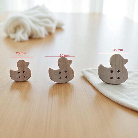 Multiple Handmade wooden buttons duck shaped LIGHT WOOD