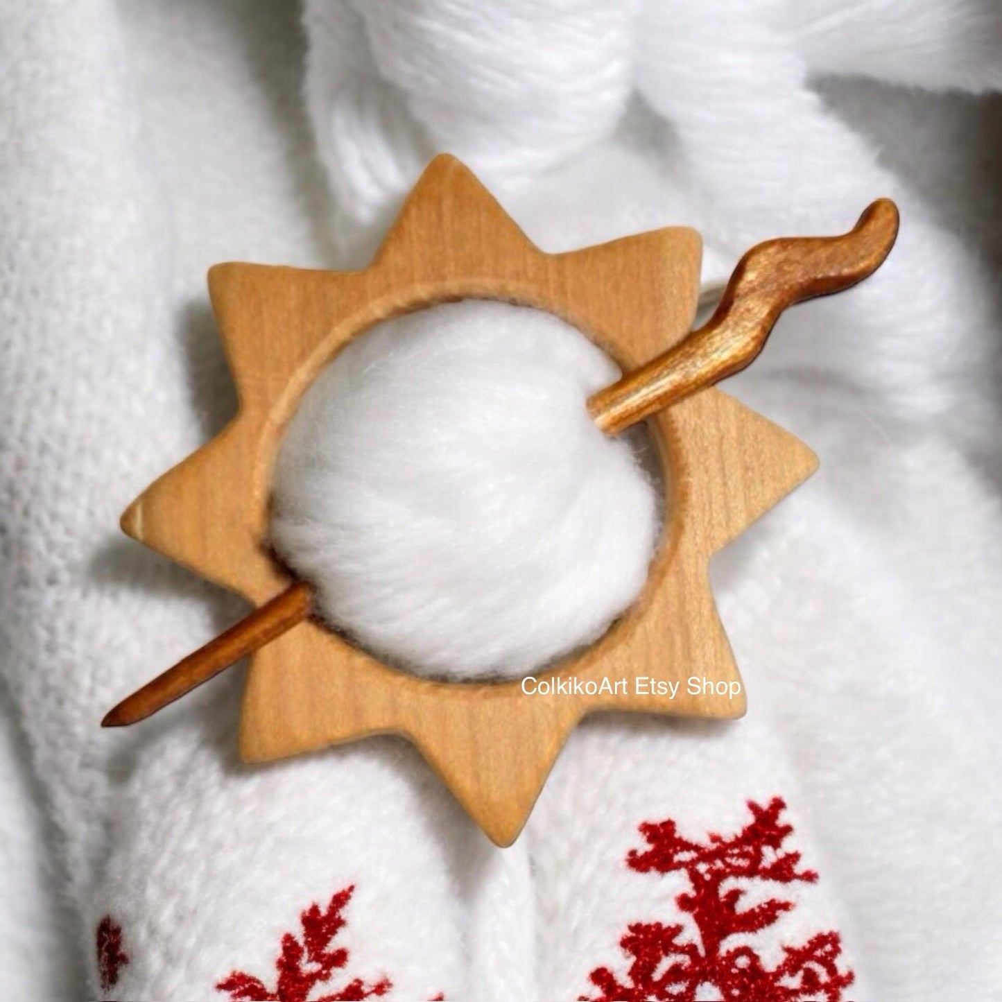 Spilla in legno per scialle - Sole