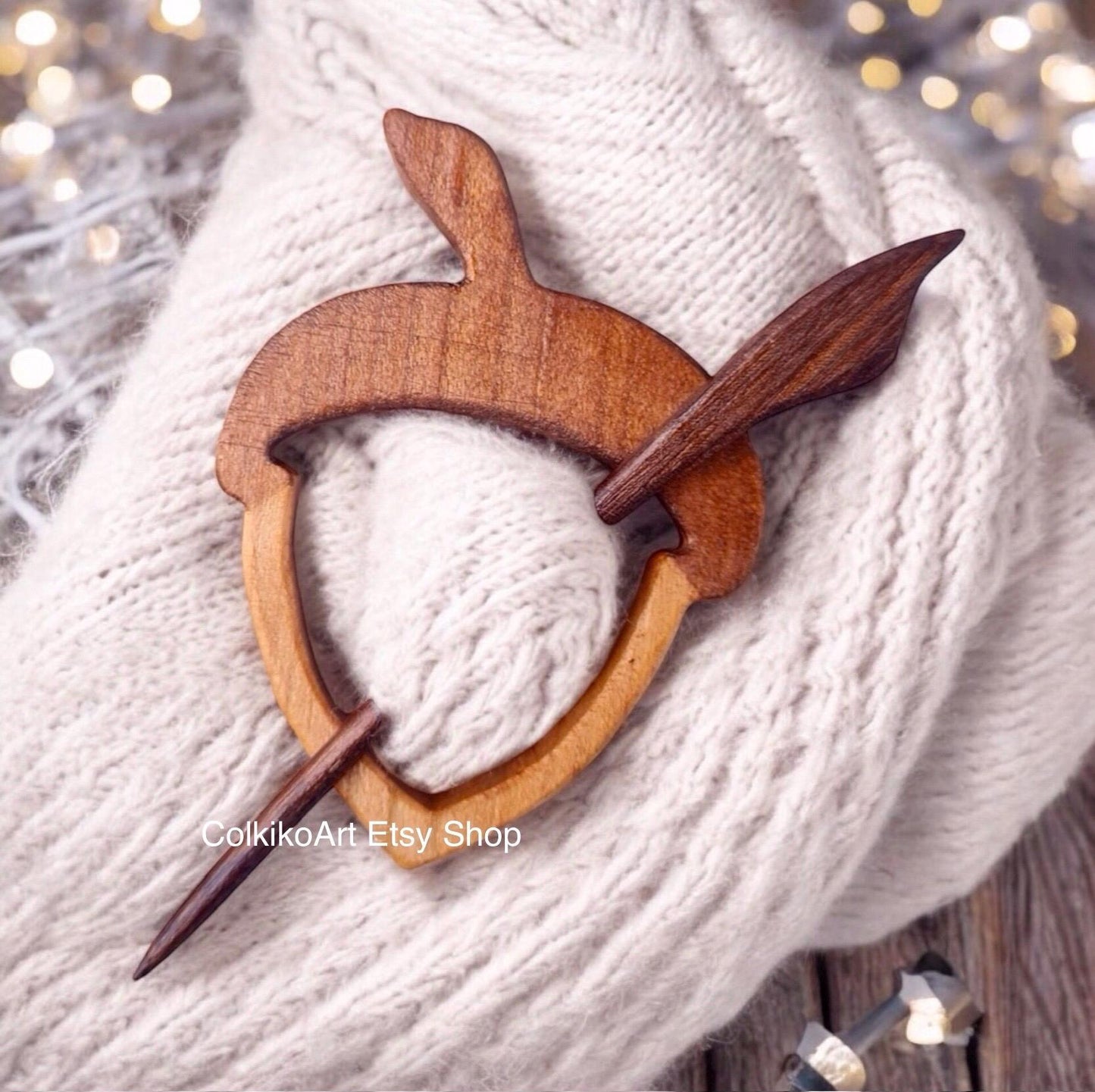 Acorn Wooden Shawl Pin,Brooch,Scarf Pin,Women Gift,Baby girl gift,Eco friendly Accessory, Jewlery