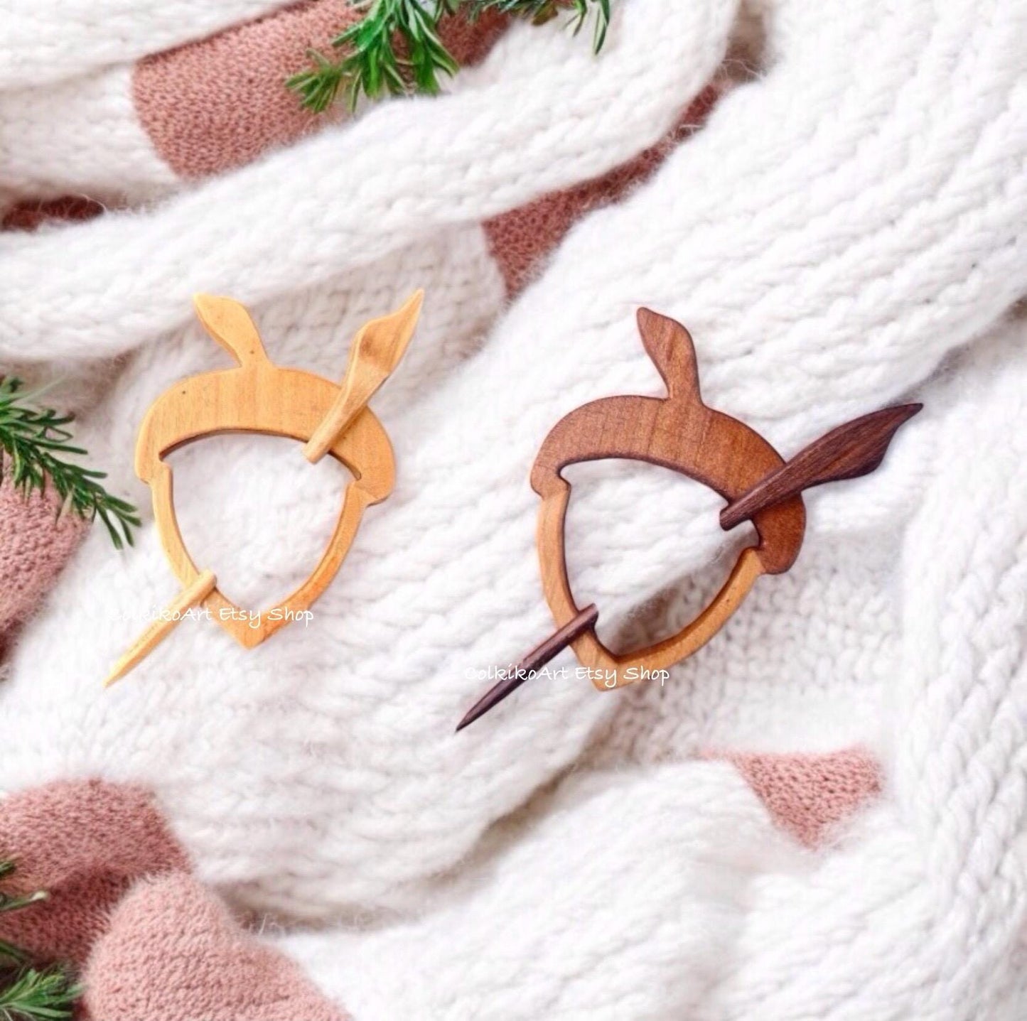 Acorn Wooden Shawl Pin,Brooch,Scarf Pin,Women Gift,Baby girl gift,Eco friendly Accessory, Jewlery