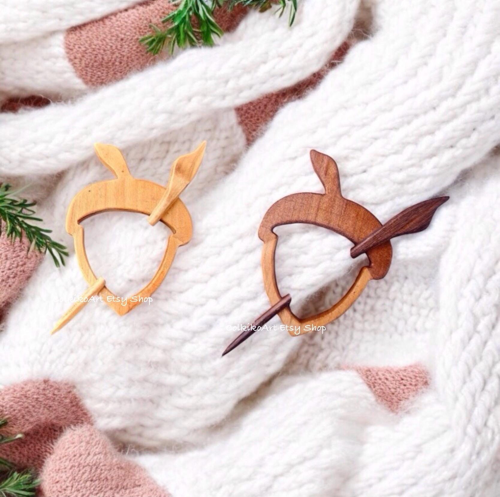 Acorn Wooden Shawl Pin,Brooch,Scarf Pin,Women Gift,Baby girl gift,Eco friendly Accessory, Jewlery
