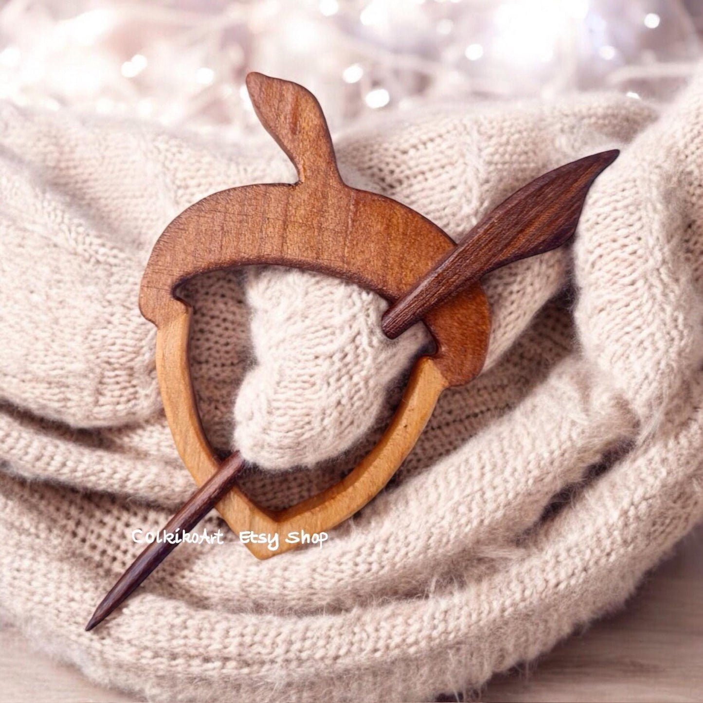 Acorn Wooden Shawl Pin,Brooch,Scarf Pin,Women Gift,Baby girl gift,Eco friendly Accessory, Jewlery