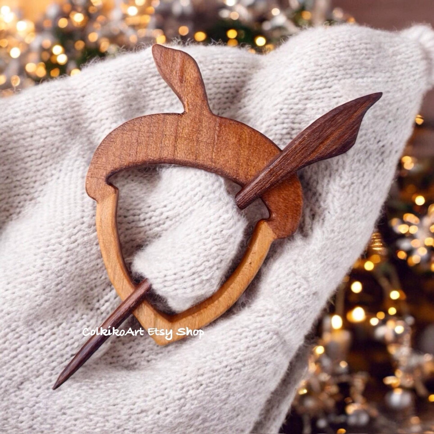 Acorn Wooden Shawl Pin,Brooch,Scarf Pin,Women Gift,Baby girl gift,Eco friendly Accessory, Jewlery
