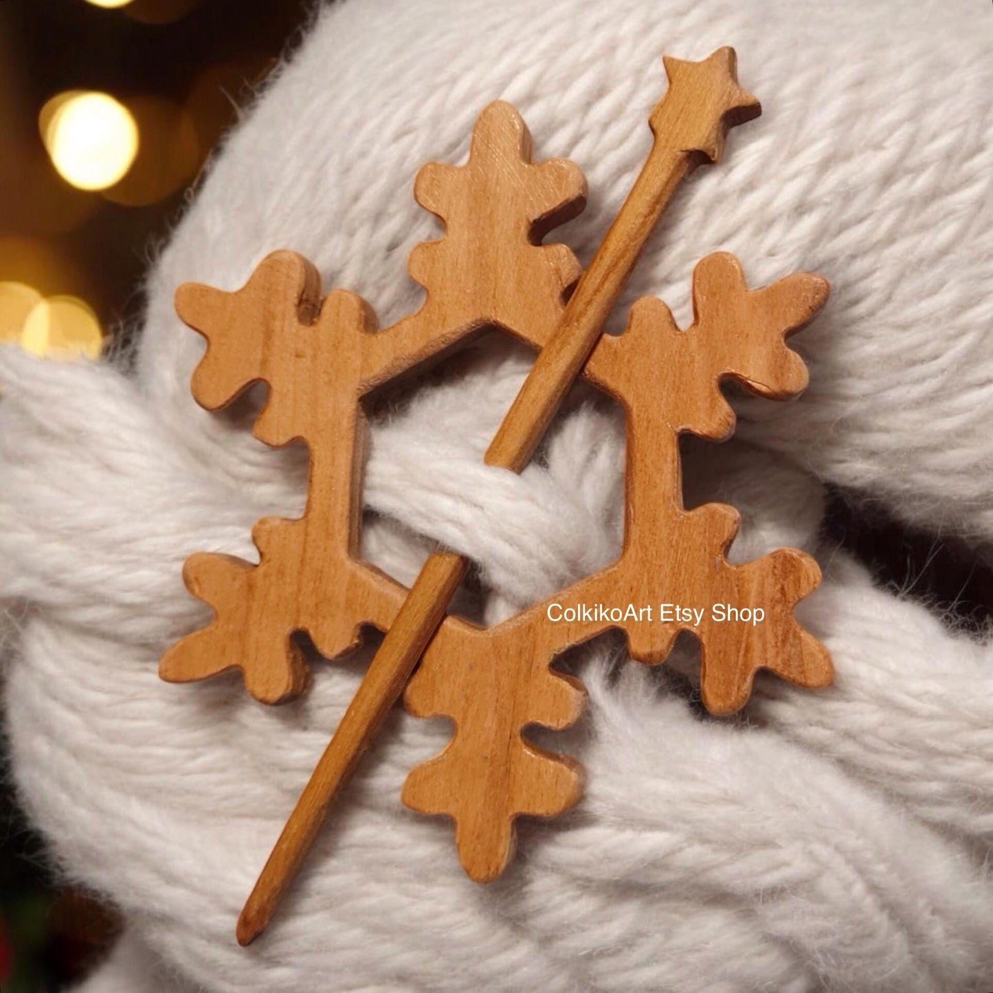 Snowflake Wooden Shawl Pin, Wood Brooch, Scarf,Eco friendly Accessory, Jewlery, christmas, brooch