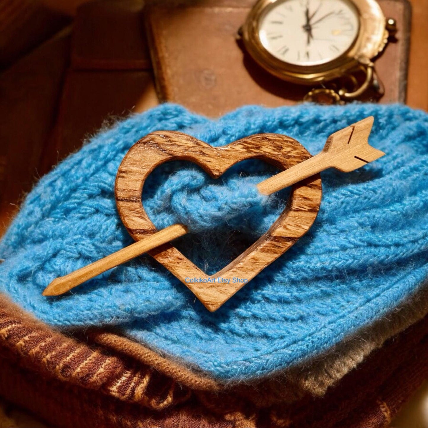 Heart Wooden Shawl Pin, zebra, Brooch, knitted Scarf Pin, Women Gift, Accessory, heart, love, geart