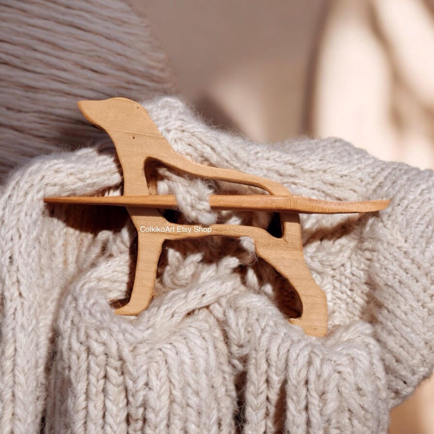 Curly Coated Retriver , Wooden Shawl Pin, Wood Brooch, Scarf Pin, Women Gift, Baby girl gift,Eco friendly Accessory, Jewlery, animal brooch