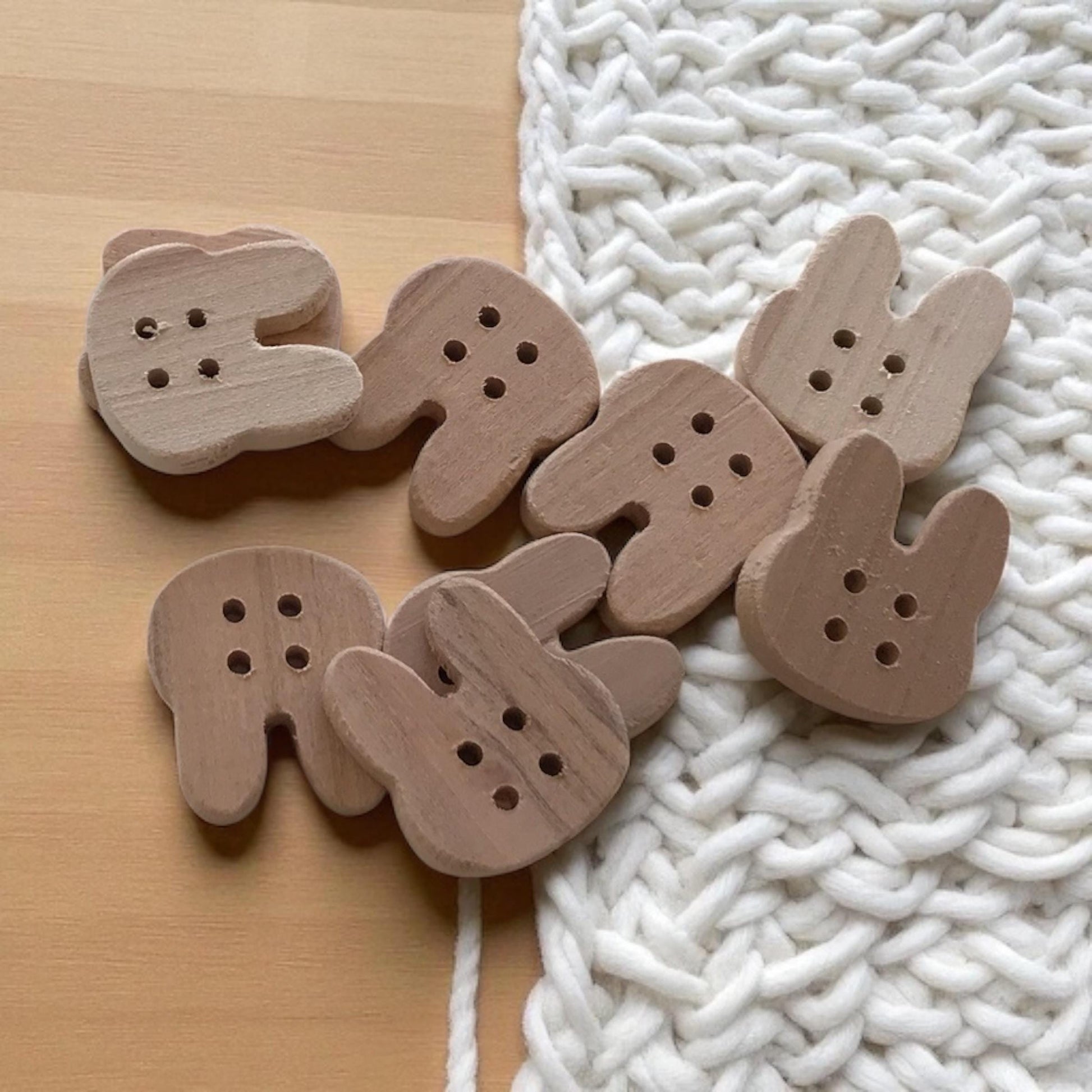 Multiple Handmade wooden buttons rabbit