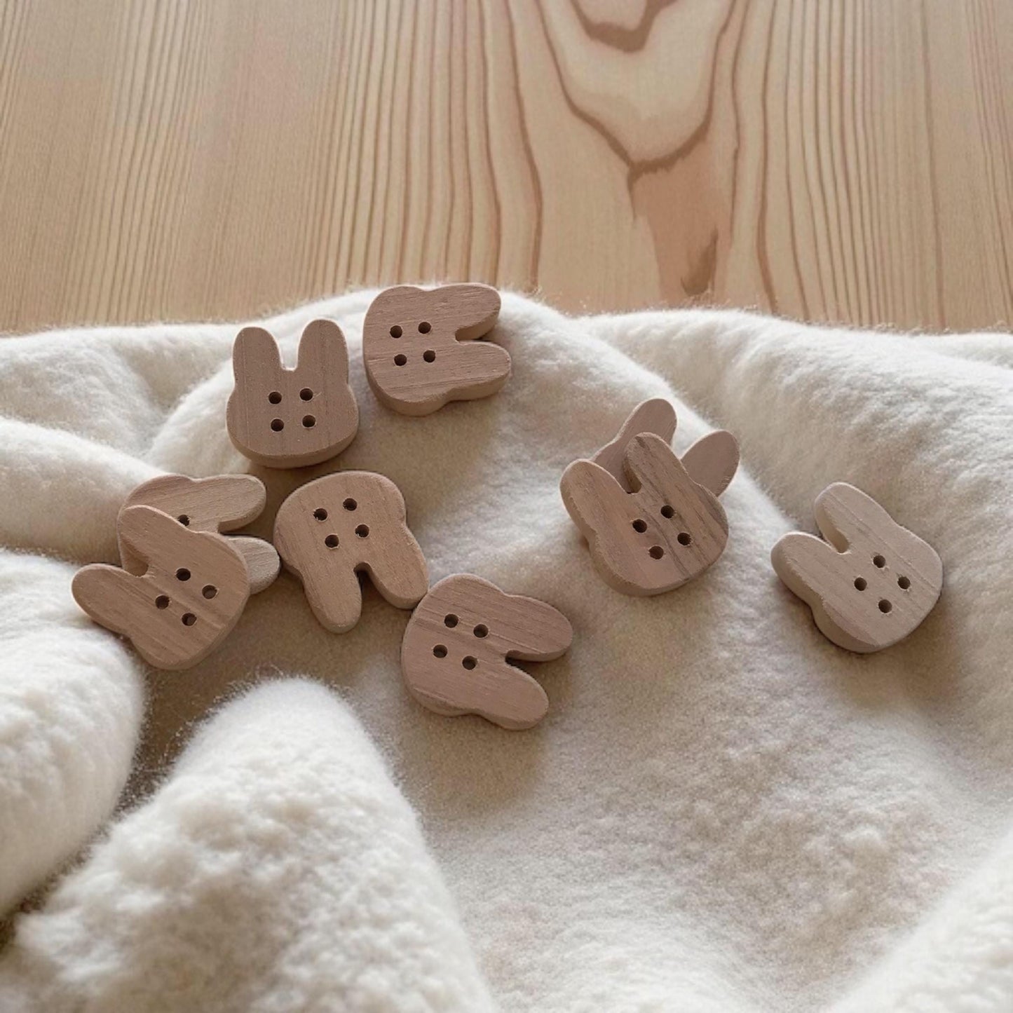 Multiple Handmade wooden buttons rabbit