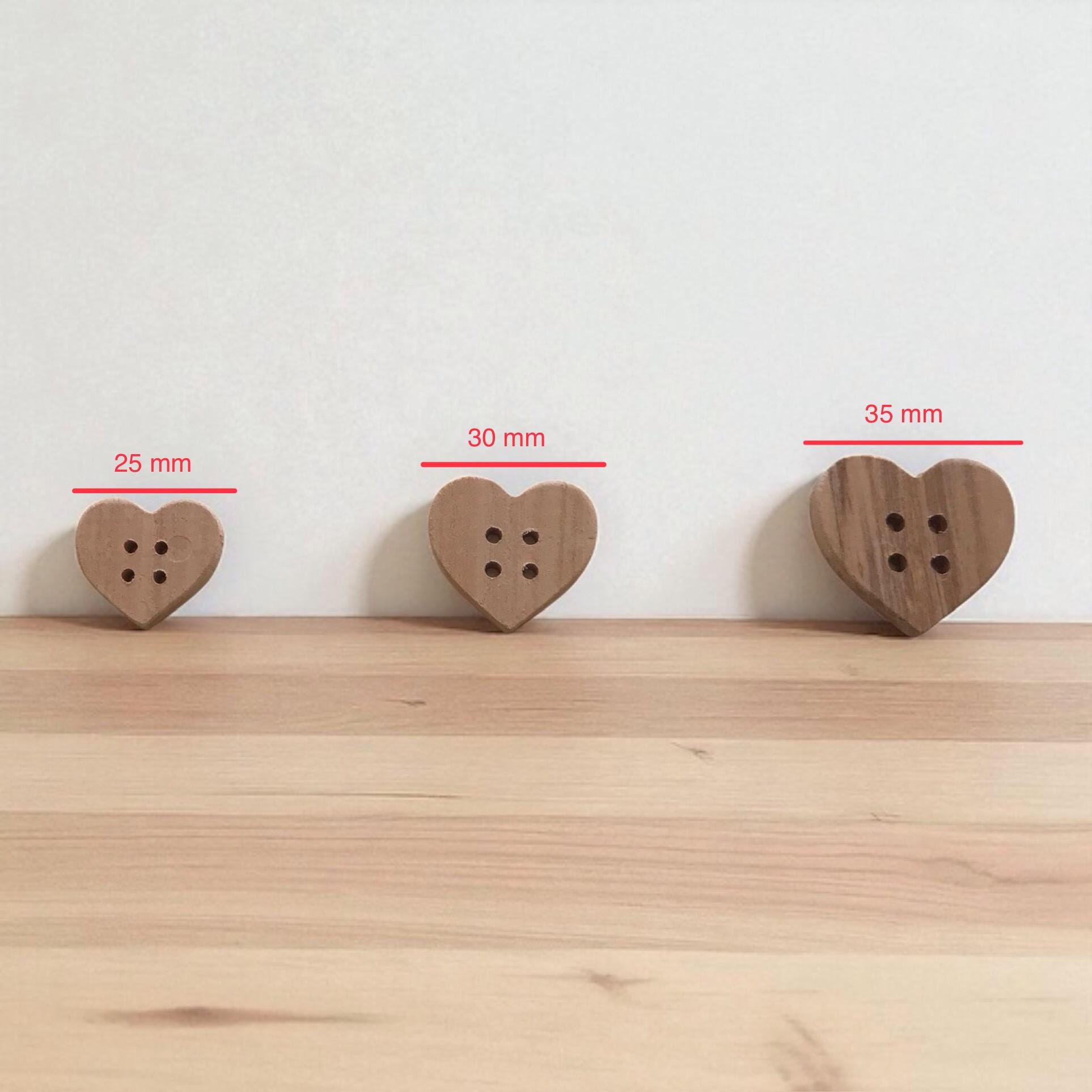 Multiple Handmade wooden buttons heart
