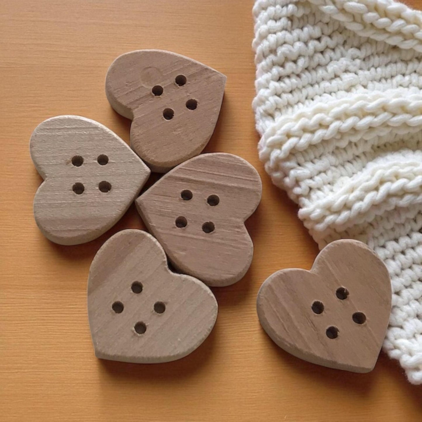 Multiple Handmade wooden buttons heart