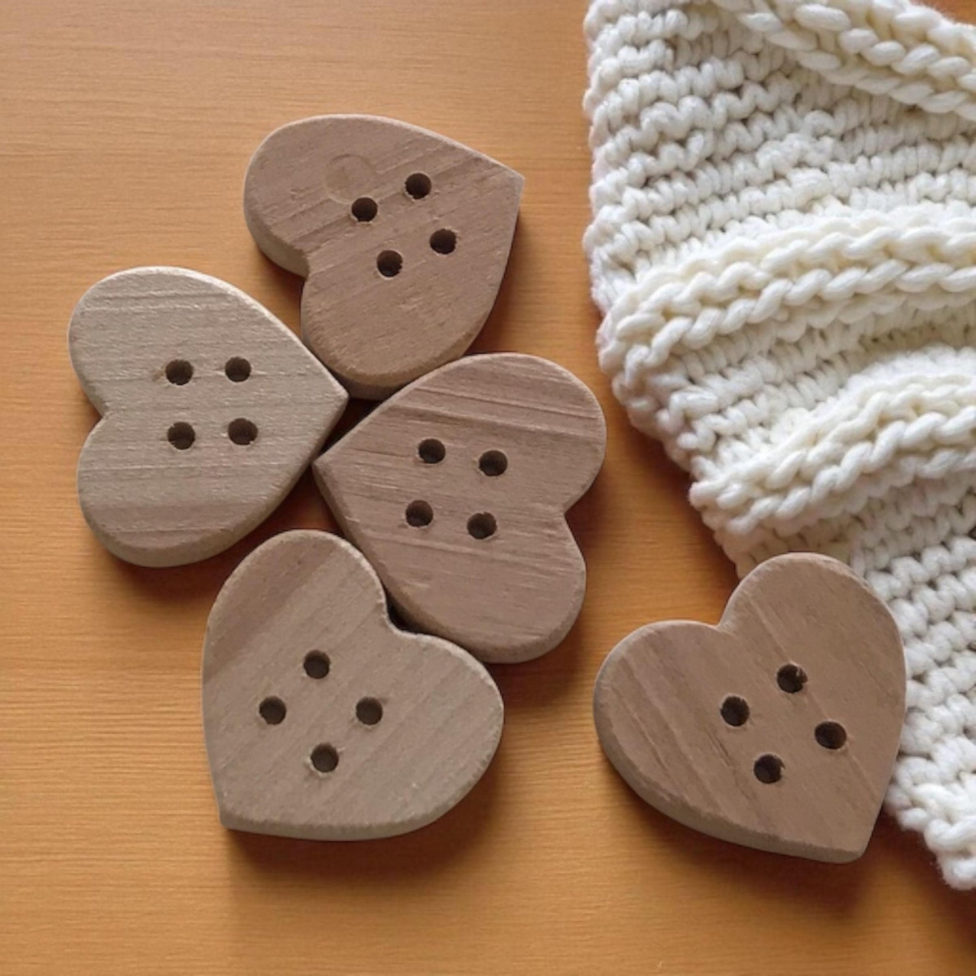 Multiple Handmade wooden buttons heart