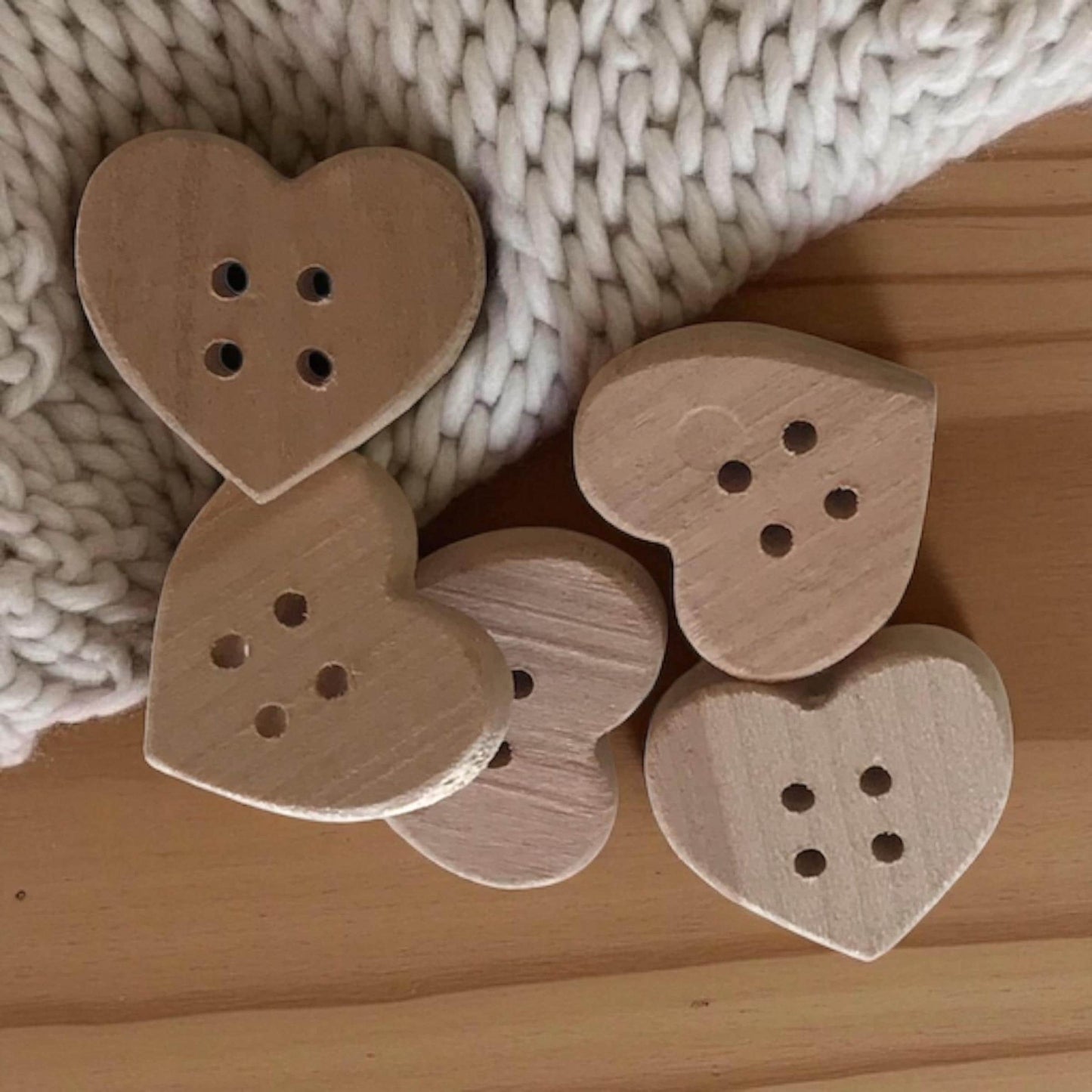 Multiple Handmade wooden buttons heart