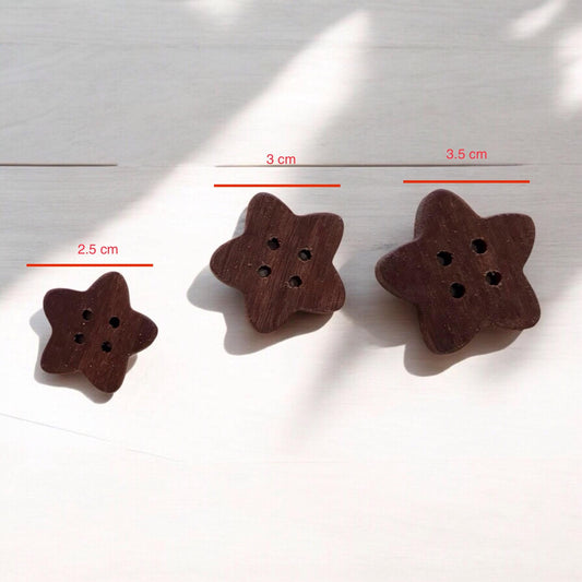 Multiple Handmade wooden buttons flower / star shaped