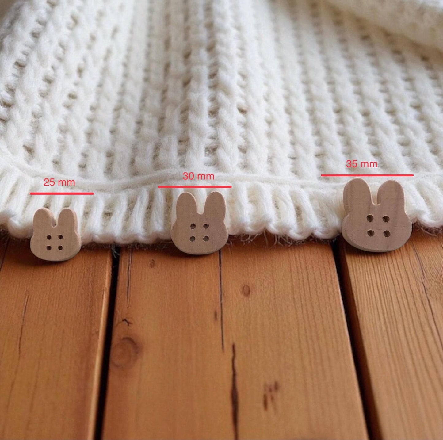 Multiple Handmade wooden buttons rabbit
