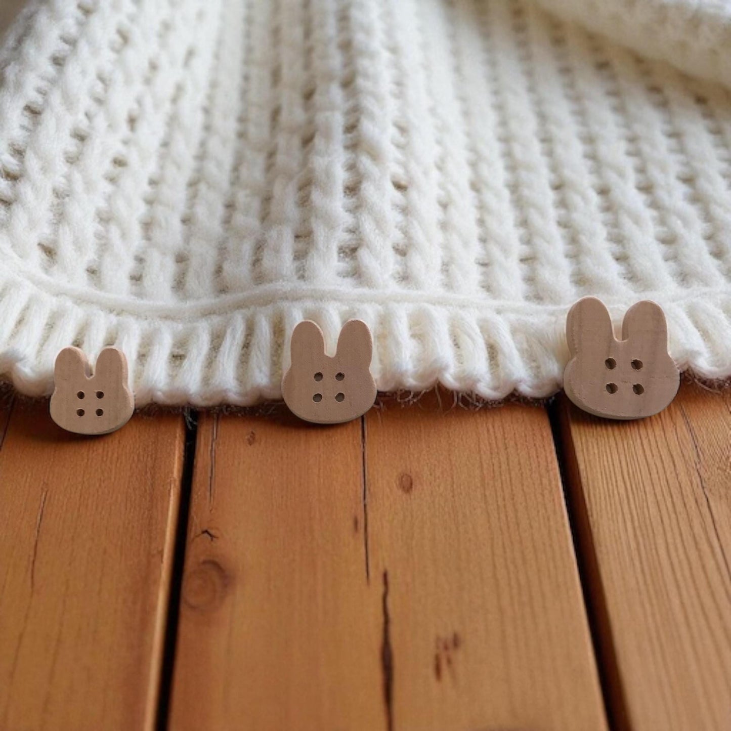 Multiple Handmade wooden buttons rabbit