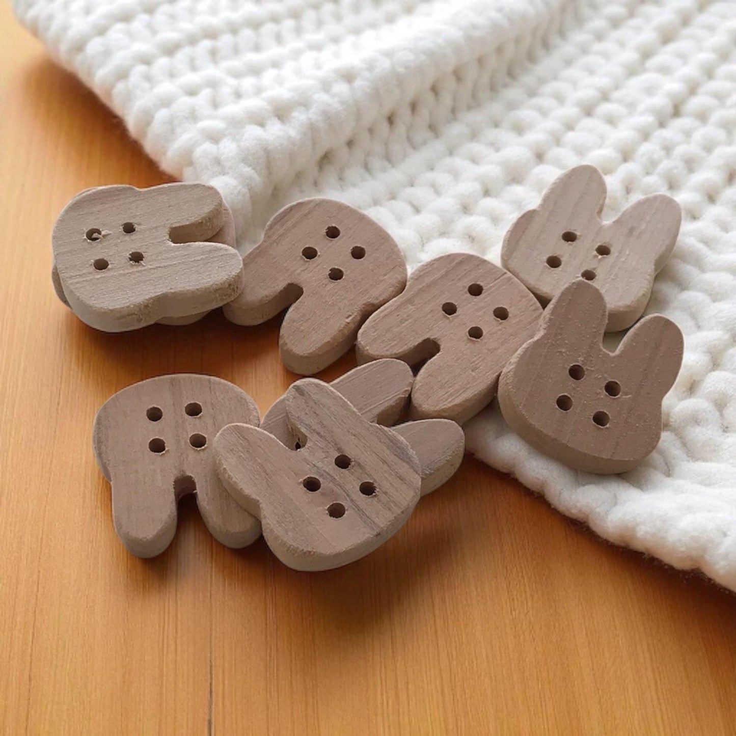 Multiple Handmade wooden buttons rabbit