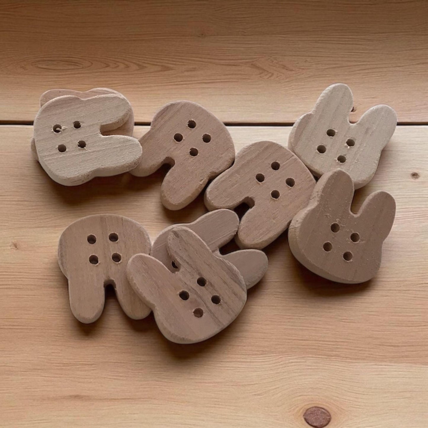 Multiple Handmade wooden buttons rabbit