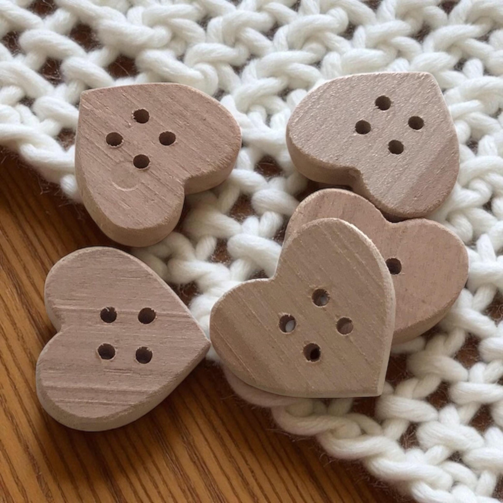 Multiple Handmade wooden buttons heart