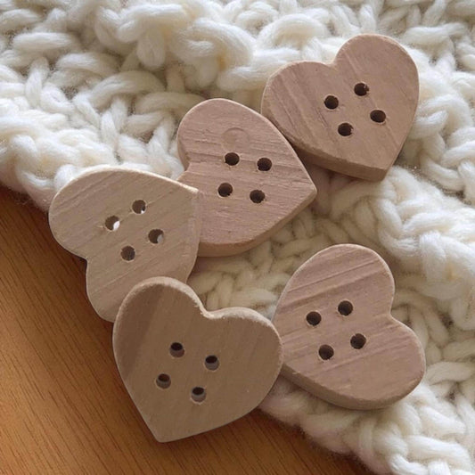 Multiple Handmade wooden buttons heart