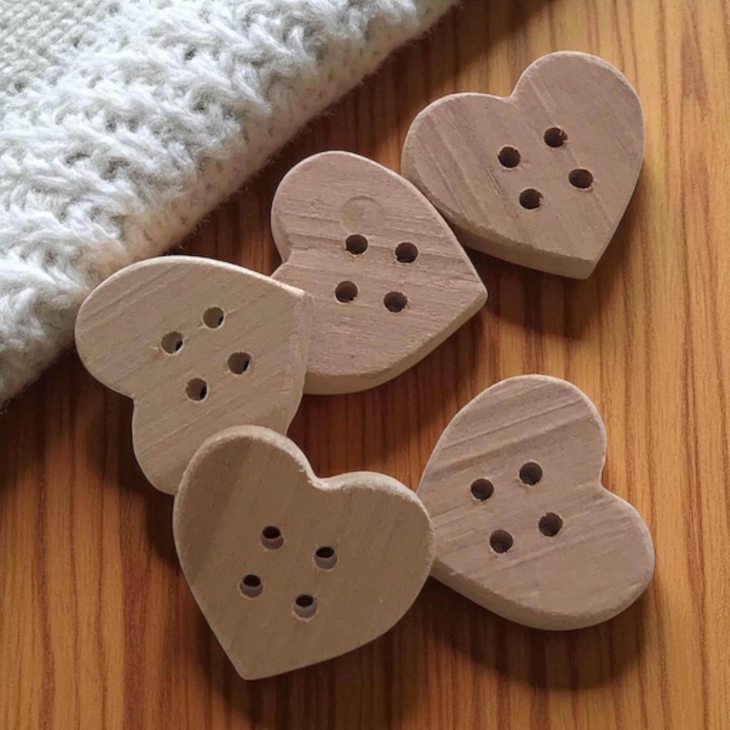 Multiple Handmade wooden buttons heart
